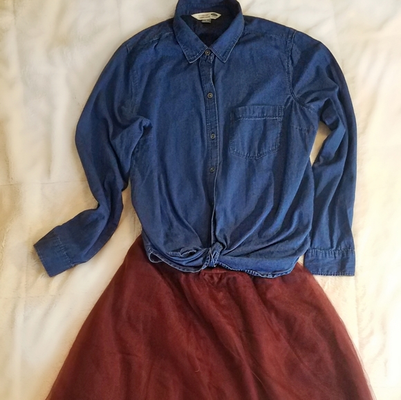 Old Navy Tops - Chambray Blue Button Down Shirt